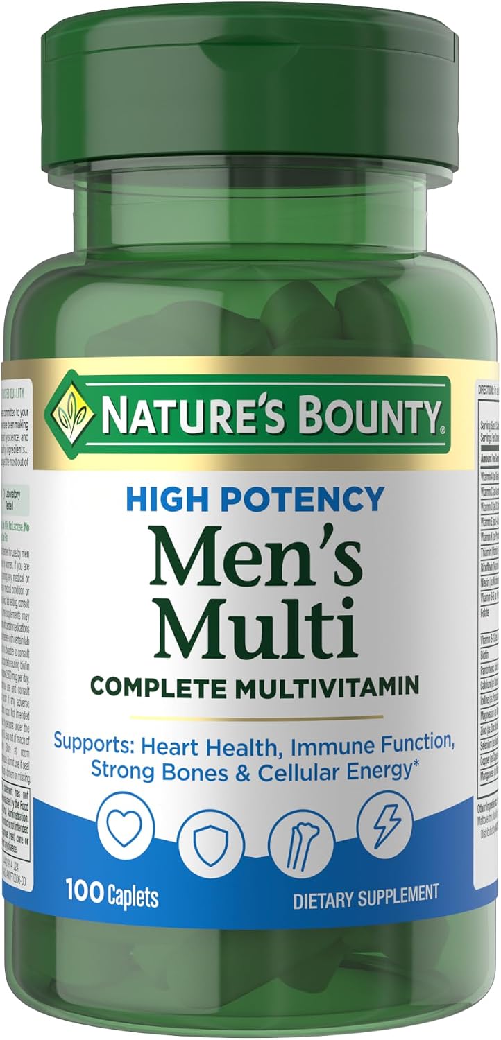 Nature’s Bounty High Potency Men’s Complete Multivitamin, Daily Men’s Health Vitamin for Heart Health and Immune Support, Men's Multivitamin for Strong Bones, Overall Health and Wellbeing, 100 Capsules - görsel 1