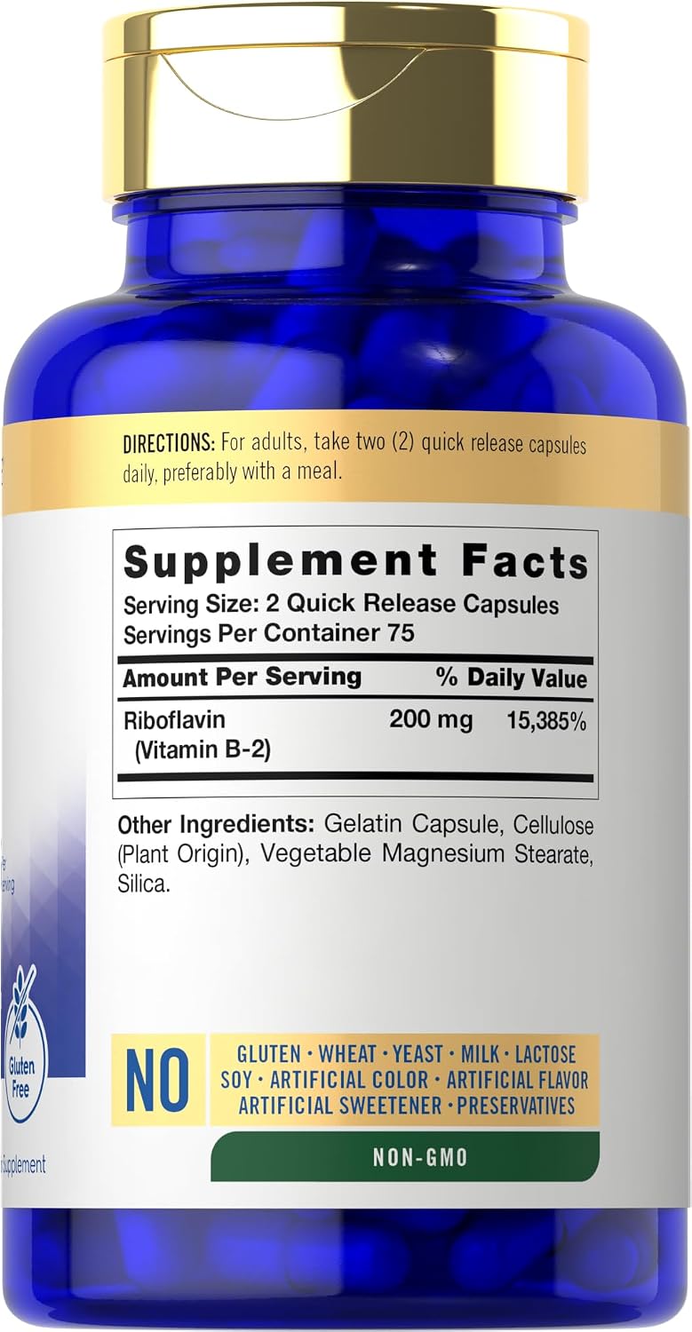 Carlyle Vitamin B2 (Riboflavin) 200mg - 150 Capsules - görsel 2