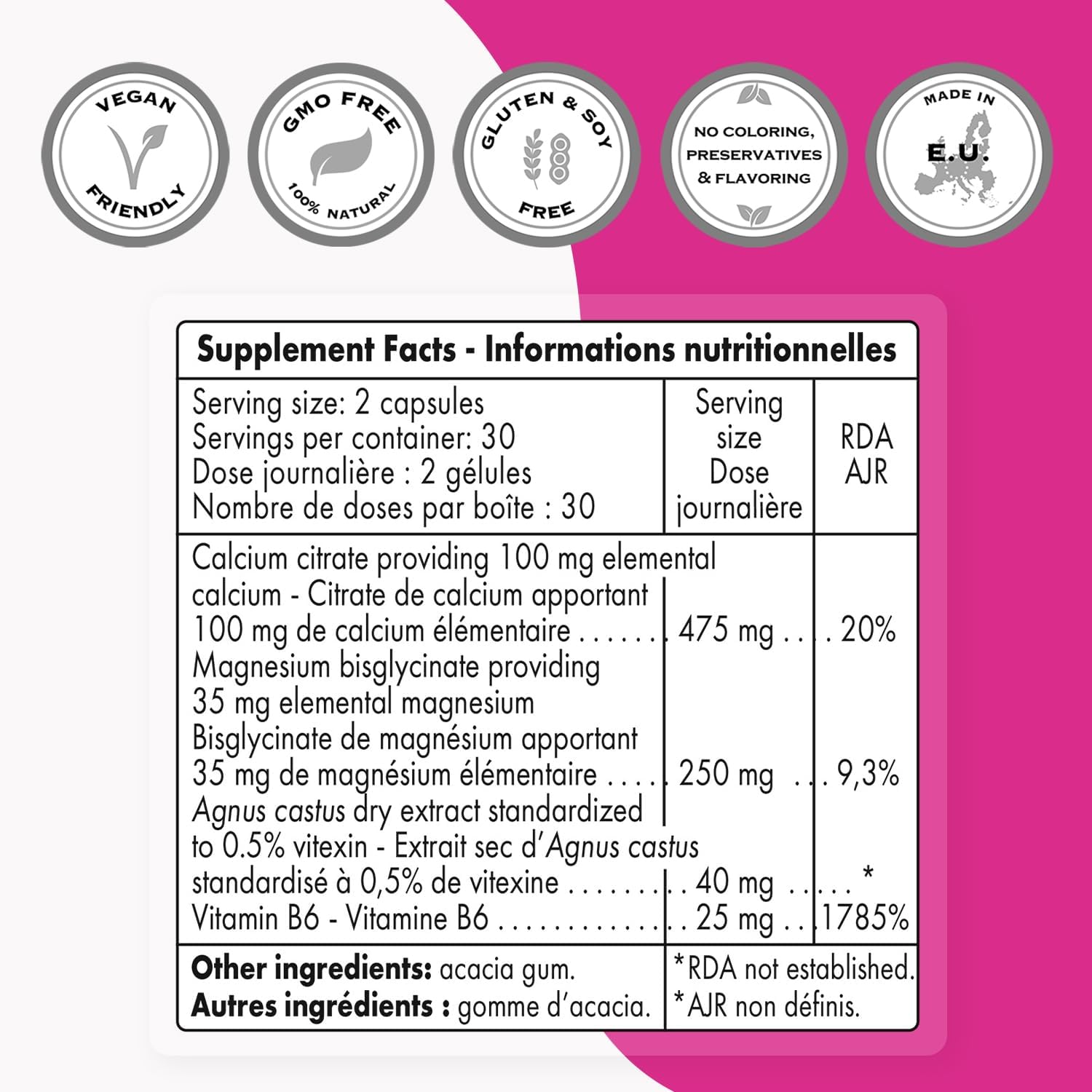 SuperSmart Premenstrual Comfort (Advanced Formula) - Vitex Chasteberry & Vitamin B6 - 60 Vegetarian Capsules - görsel 3