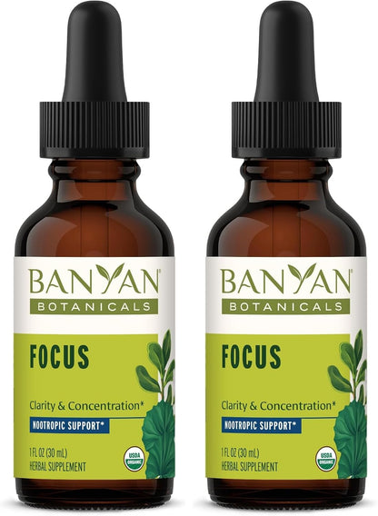 Banyan Botanicals Focus Liquid Extract – Organic Gotu Kola & Brahmi – 30 ml
