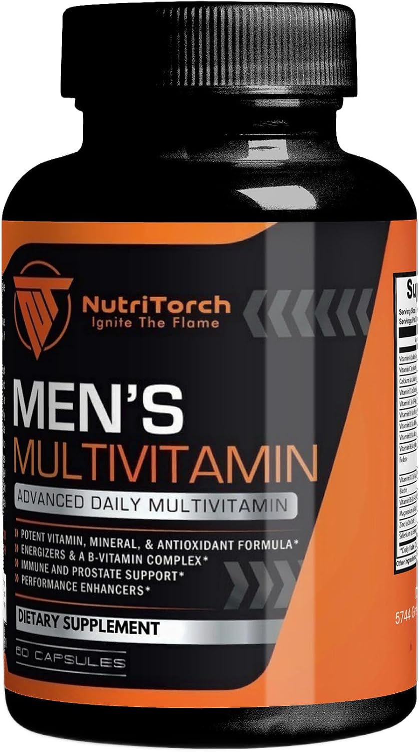 NutriTorch Multivitamin for Men – Adult Food Supplement with Vitamins A, C & D, Minerals & Antioxidants for Immune Support, Increased Energy & Mental Alertness (60 Capsules) - görsel 1
