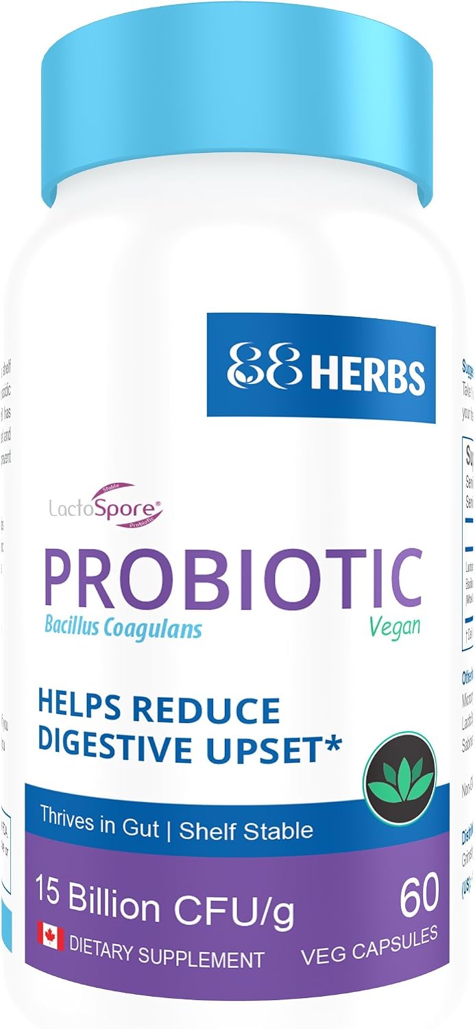88herbs Probiotic – Bacillus Coagulans – Premium Grade Lactospore – Vegan – 60 Capsules - görsel 1