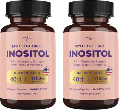 QSTA Myo-Inositol & D-Chiro Inositol Supplement for Women 4100mg (40:1 Ratio) – 9-in-1 Daily Wellness Support with Folate, Vitamin B6, B12, D3, Zinc & Chromium