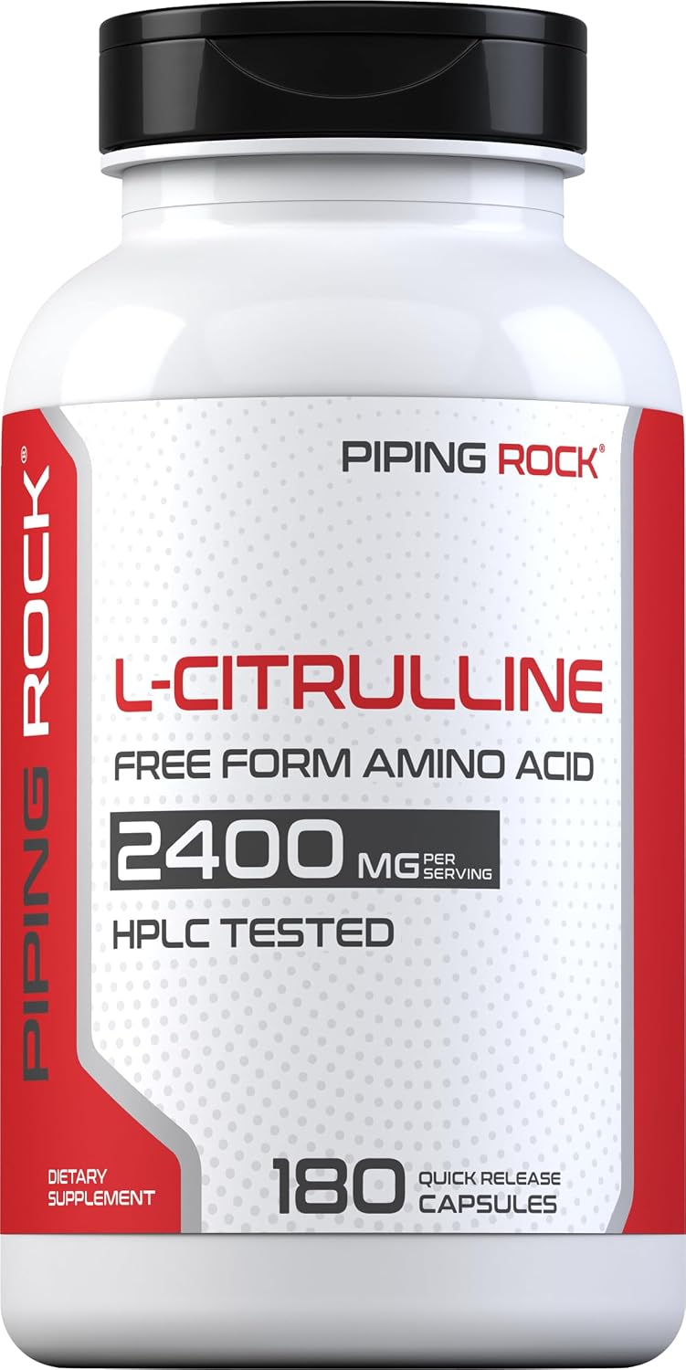 Piping Rock L-Citrulline Supplement for Men and Women | 2400 mg | 180 Capsules | Free-Form Amino Acid | Non-GM, Gluten-free - görsel 1