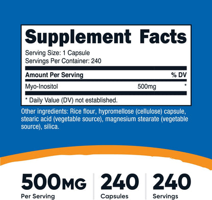 Nutricost Inositol Capsules 500mg, 240 Capsules - Veggie Capsules, Non-GMO, Gluten-free (Myo-Inositol)