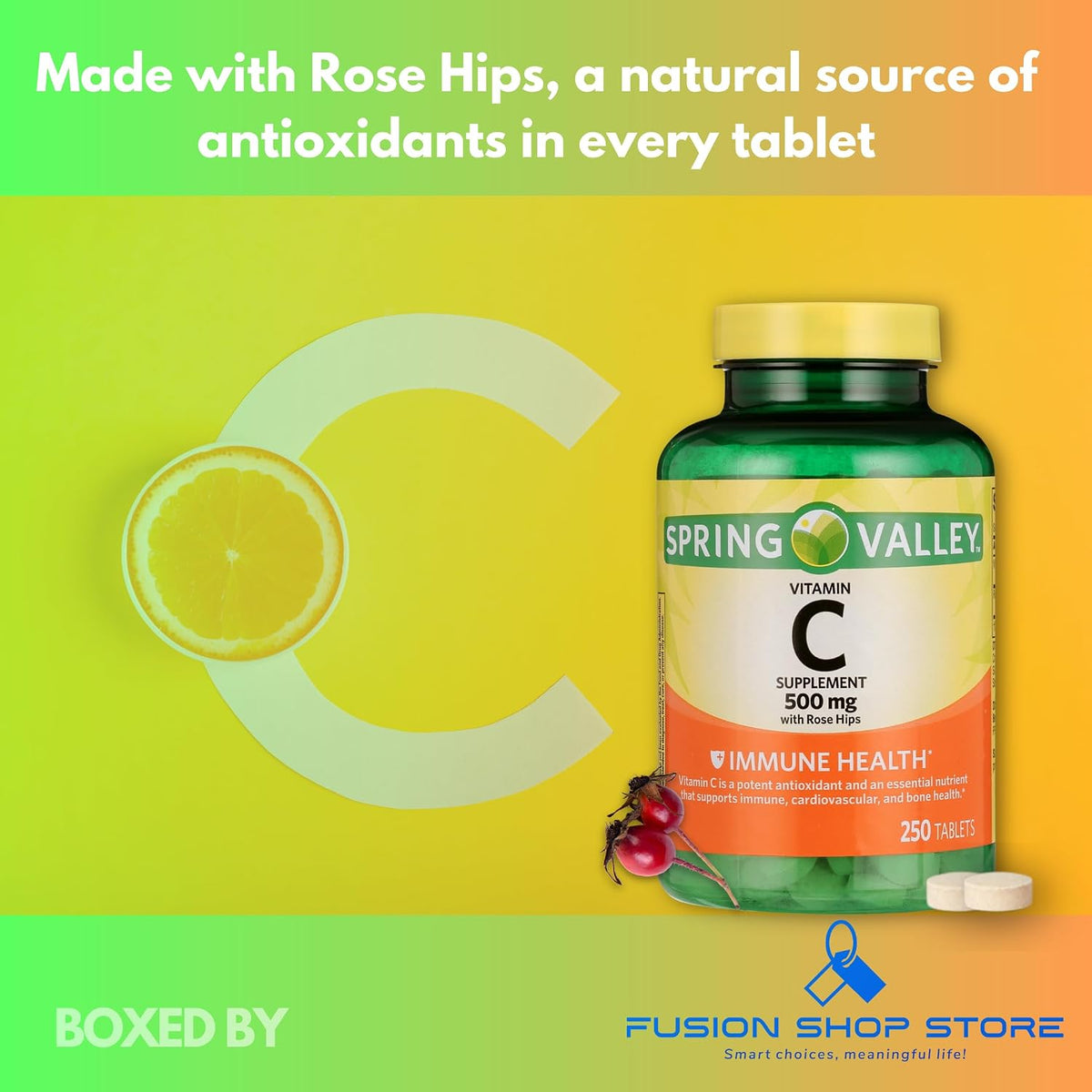 Vitamin C 500mg with Rose Hips, 250 Tablets - görsel 2