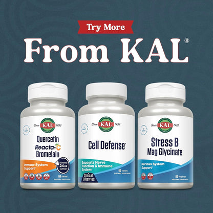 KAL Cell Defence Tablets - Mushroom Complex Supplement with Beta Carotene, Vitamins C, E, and B12 - Organic Reishi, Maitake, and Shiitake - Cellular Wellness for Adults - 60 Tablets
