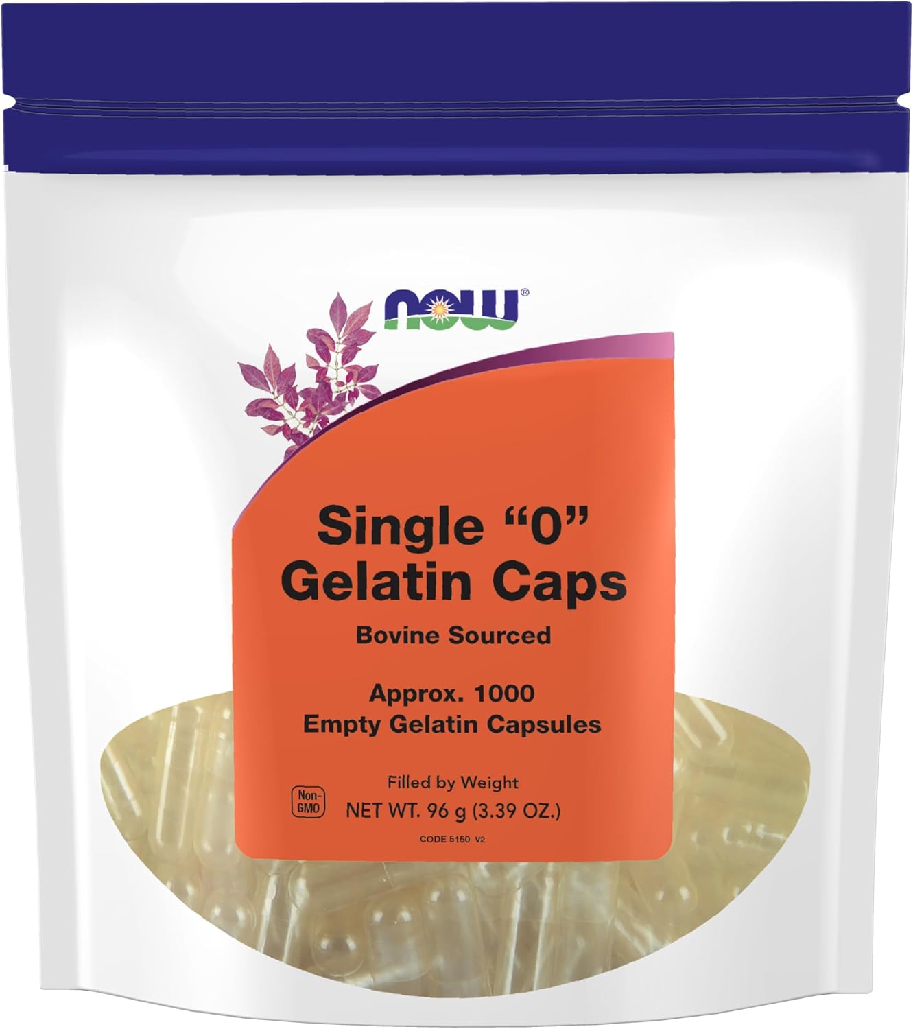 NOW Foods Empty Gelatine Capsules, Size "0", Bovine Sourced, 1,000 Capsules - görsel 1