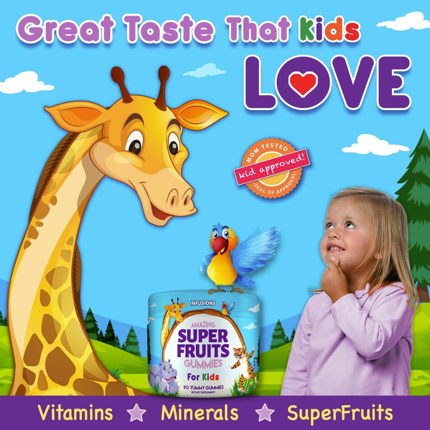 Infusions Super Fruit Gummies for Kids – Antioxidant Blend – 90 Count - görsel 4