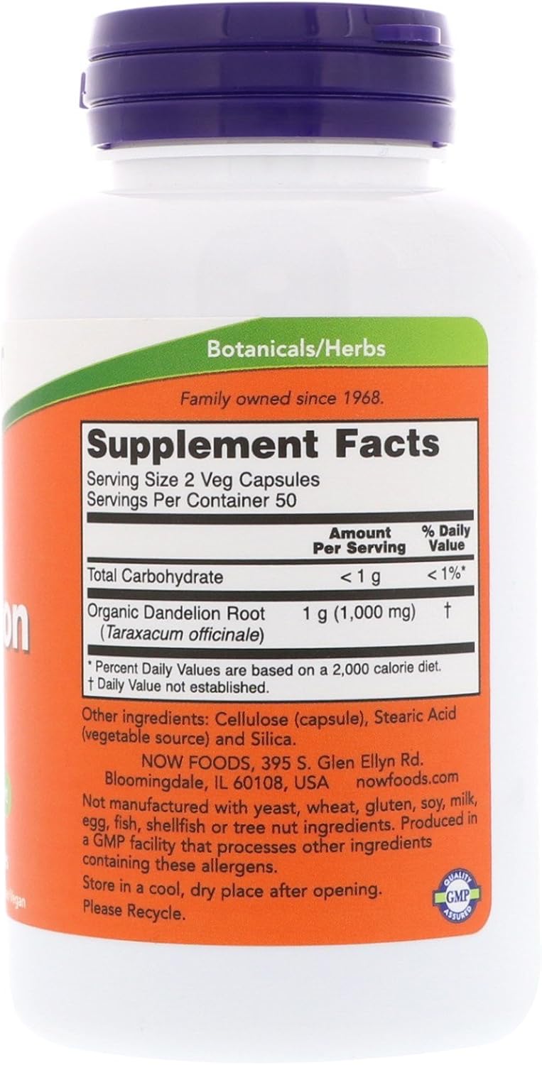 NOW Dandelion Root 500mg, 100 Capsules (3-Pack) - görsel 2