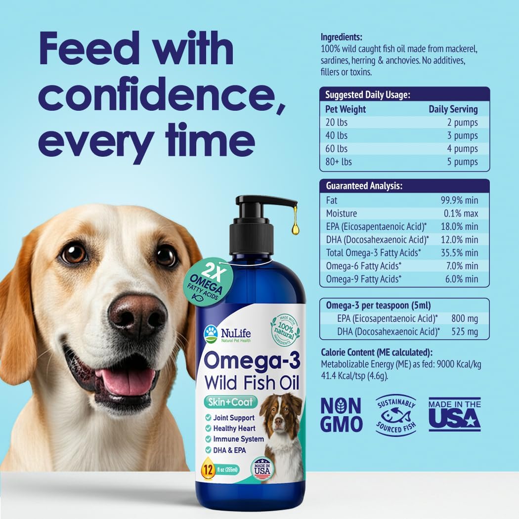 Wild Omega 3 Fish Oil for Dogs – Liquid Supplement with EPA & DHA (355 ml) - görsel 8