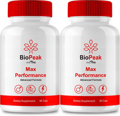 VIVE MD BioPeak Capsules - All-Natural Food Supplement for Maximum Strength and Vitality (2 Pack)