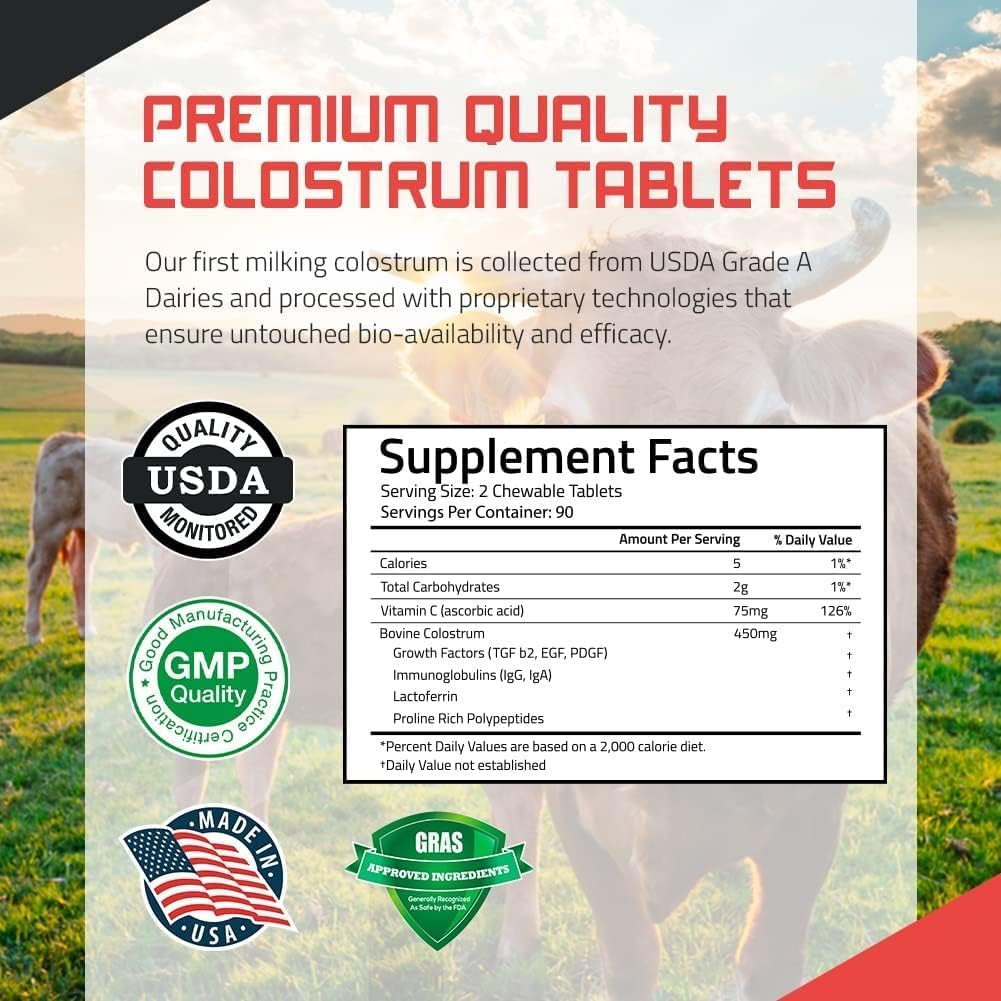TBR Labs Bovine Colostrum - Grass-Fed, Gut Health & Immunity, 180 Chewable Tablets - görsel 7