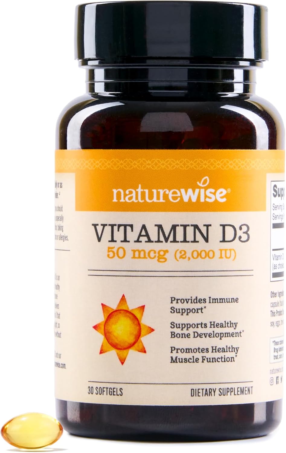 NatureWise Vitamin D3 2000 IU (50 mcg) – Immune Support & Bone Health – 30 Mini Softgels - görsel 1