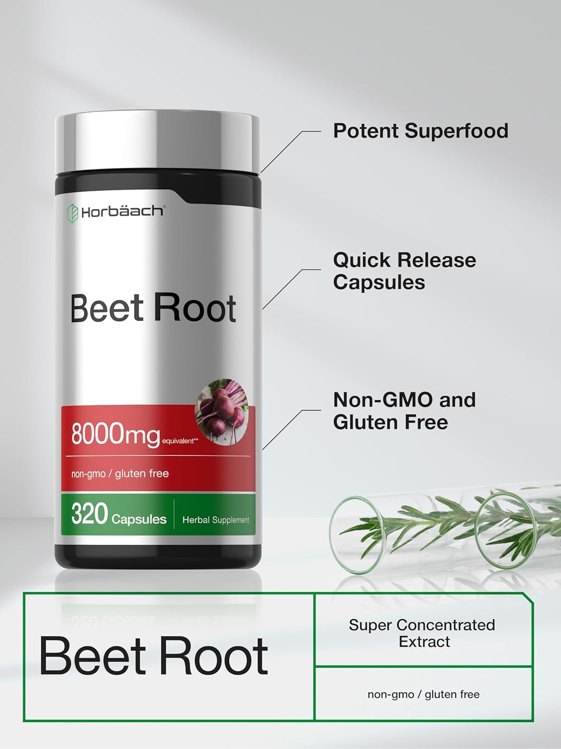 Horbäach Beet Root Powder Capsules | 320 Capsules | High Potency Herbal Extract Supplement - görsel 4