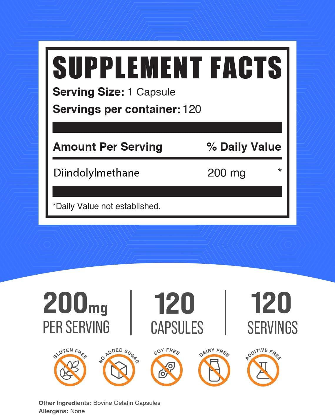 BulkSupplements DIM Capsules - Diindolylmethane Capsules for Men & Women, DIM 200mg, Gluten-free, 1 Capsule per Serving, 120 Count (Pack of 1) - görsel 2