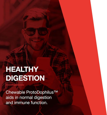 PROTOCOL FOR LIFE BALANCE Chewable Protodophilus - 10 Billion CFU Probiotic - Chewable Tablet for Adults & Kids - for Digestive Health & Immune Support* - Vegan & Halal - 60 Chewables