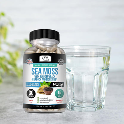 Kaya Naturals Sea Moss Mobility Supplement with BioPerine – 30 Veg Capsules