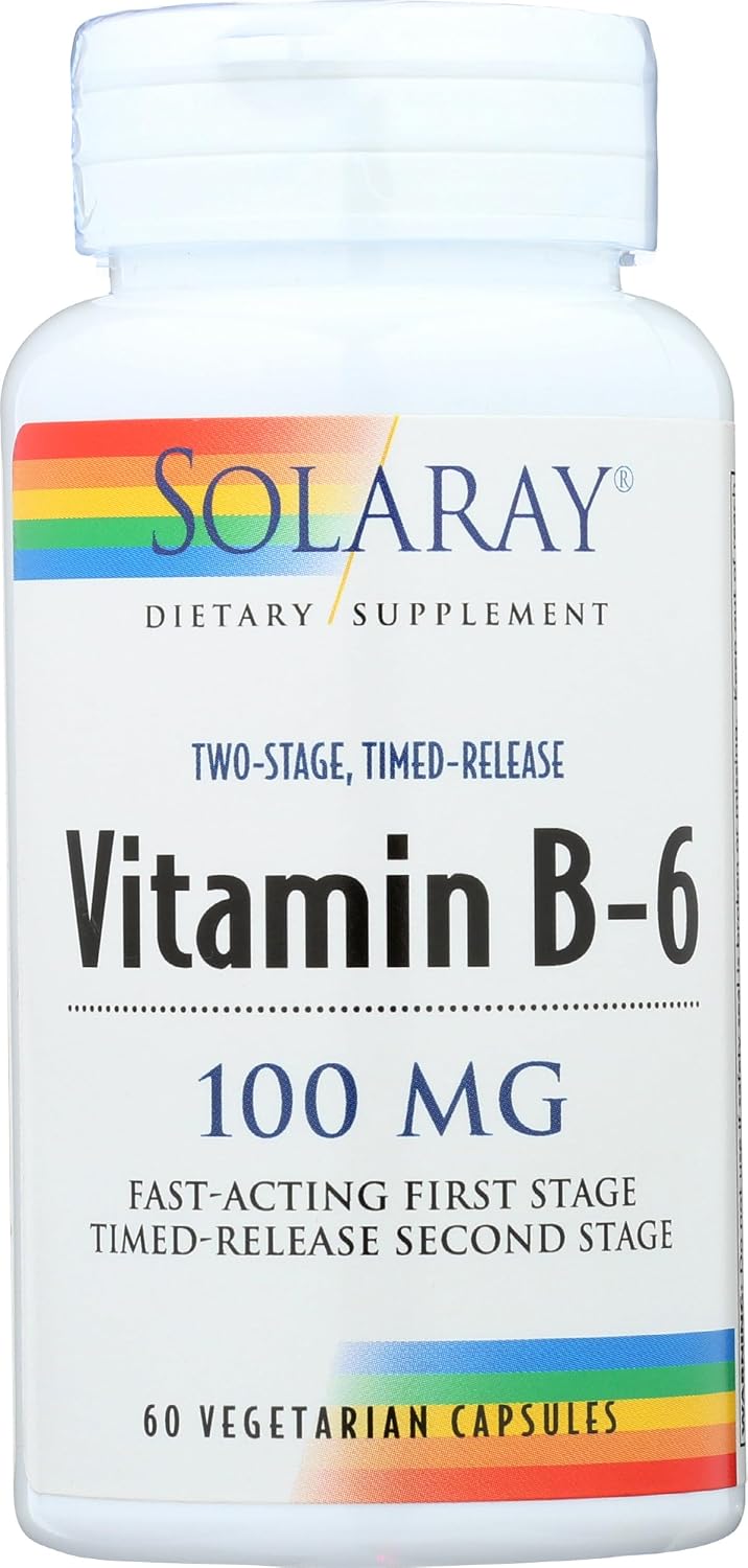 SOLARAY Vitamin B6 100 mg, Sustained Release, Vegan – 120 Veg Caps - görsel 2