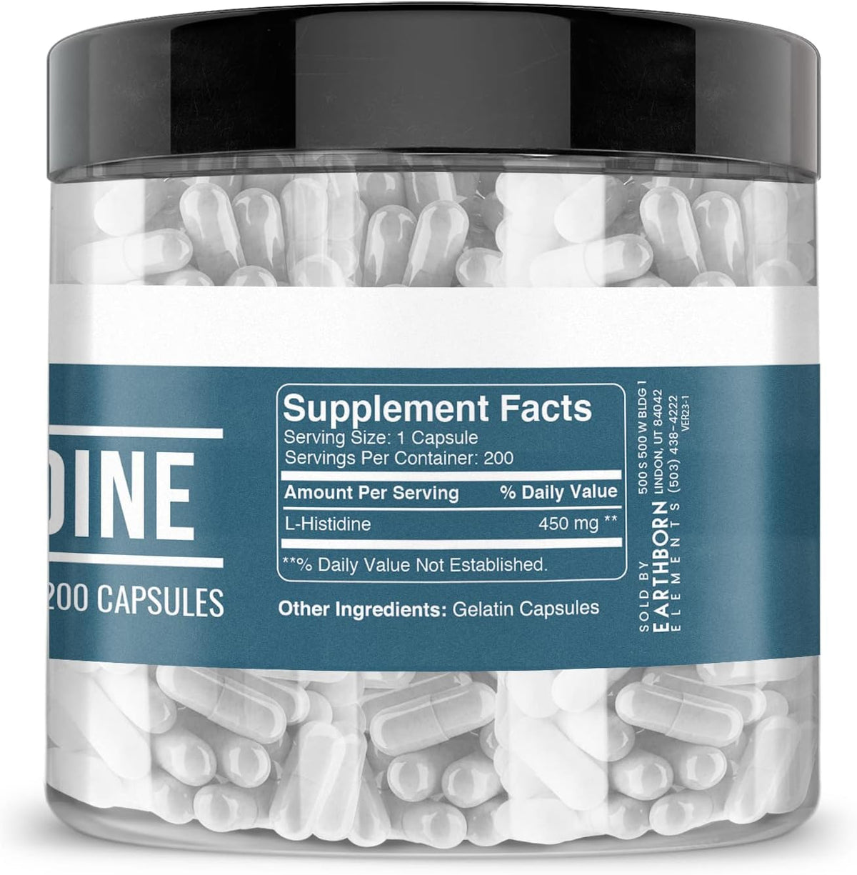 Earthborn Elements L-Histidine 200 Capsules, Pure & Undiluted, No Additives - görsel 4