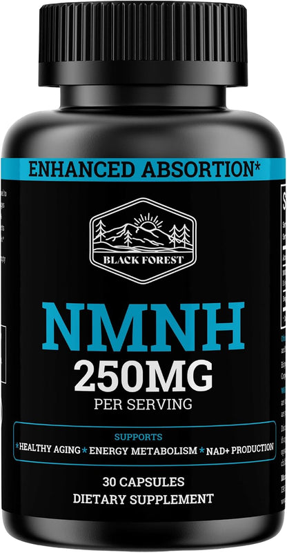 Black Forest NMN Supplement 1000mg (Nicotinamide Mononucleotide) 99% Pure, Stabilised Form, BioPerine® for Enhanced Bioavailability (60 Capsules)