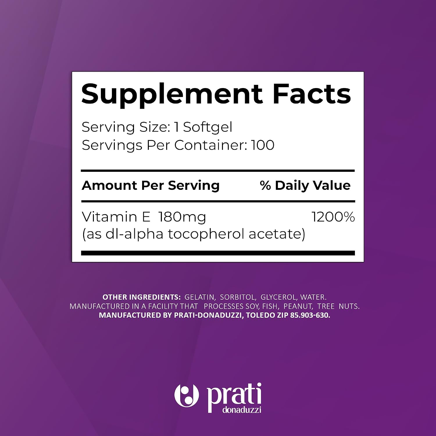 Prati Donaduzzi Vitamin E 100 Soft gel capsules 400 IU (180 mg dl-Alpha) - görsel 5