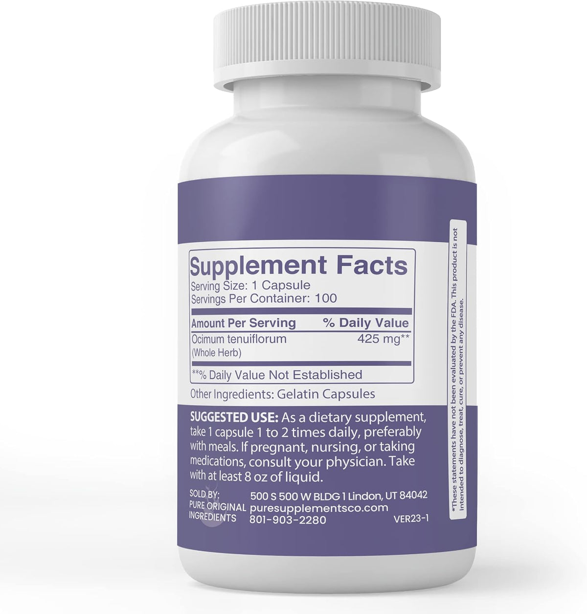 Pure Original Ingredients Holy Basil, 100 Capsules - Pure Single Ingredient Herbal Supplement - görsel 3