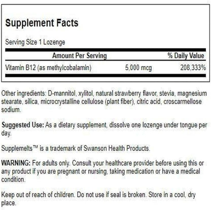 Swanson Supplemelts Sublingual Vitamin B-12 5 mg 60 Tablets