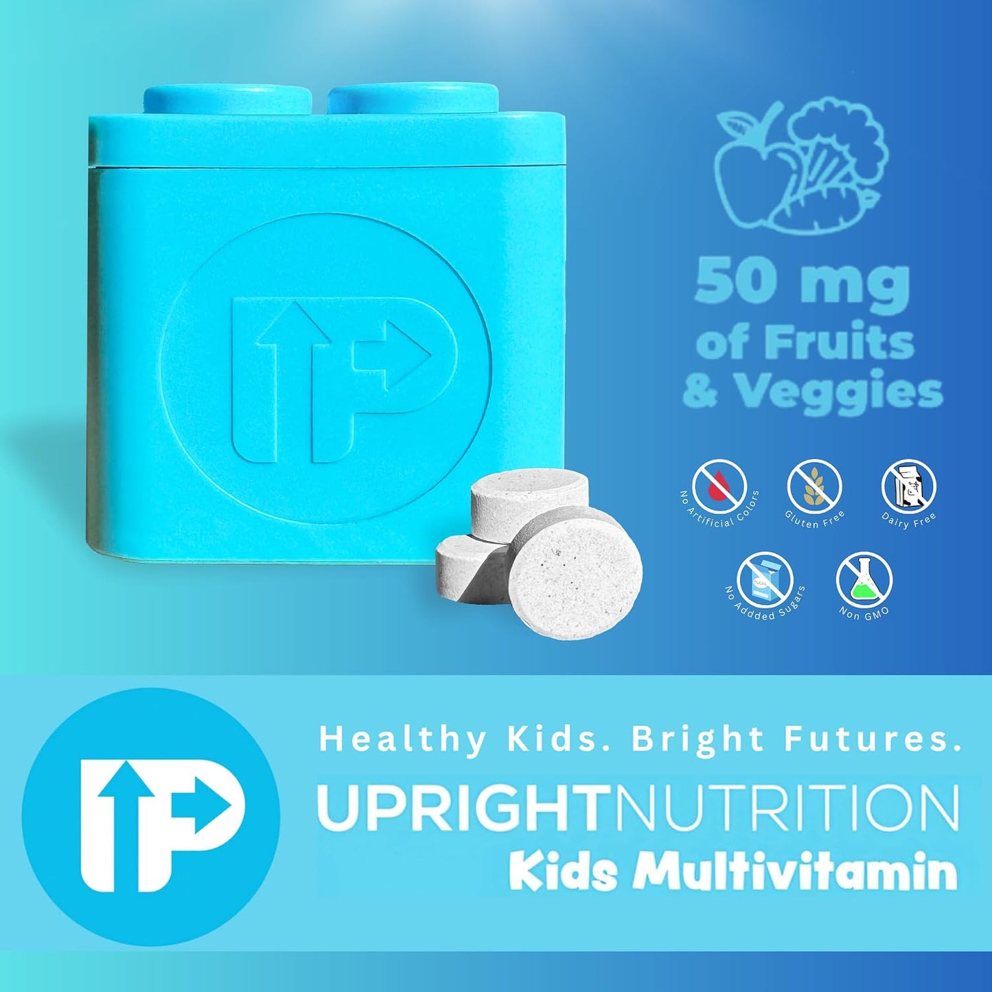 Upright Nutrition Children's Multivitamin - Sugar-Free Chewable with 17 Essential Vitamins & Minerals and 50mg Fruit & Vegetable Blend, 30-Day Supply - görsel 2