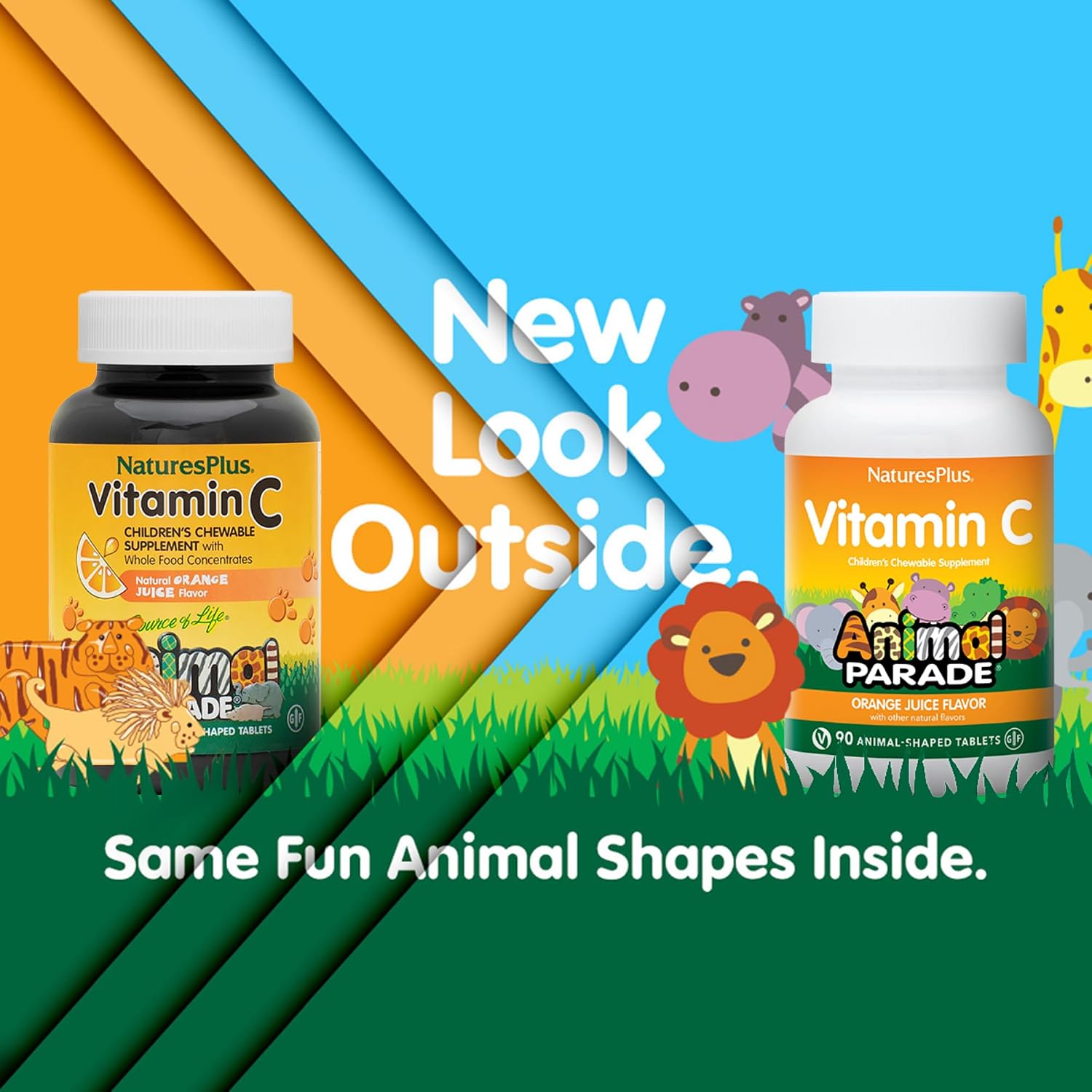 NaturesPlus Animal Parade Vitamin C Children's Chewable – Natural Orange Juice Flavour – 90 Tablets (Pack of 2) - görsel 2