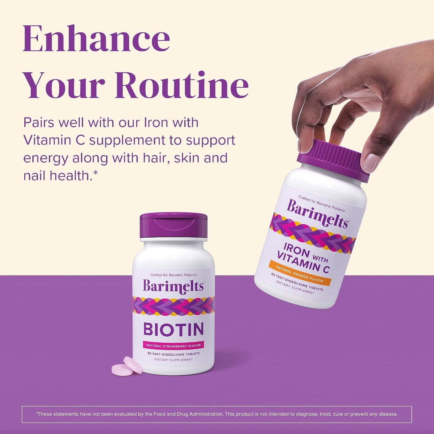 BariMelts Biotin 5000mcg Fast-Dissolving Tablets (90 Tablets, 3-Month Supply) - Sugar-Free, Natural Strawberry Flavour, for Post-Bariatric Women - görsel 7