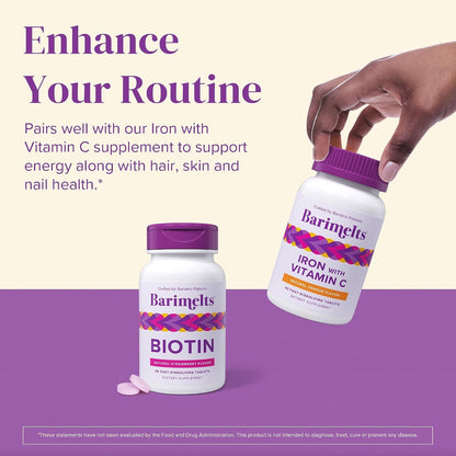 BariMelts Biotin 5000mcg Fast-Dissolving Tablets (90 Tablets, 3-Month Supply) - Sugar-Free, Natural Strawberry Flavour, for Post-Bariatric Women