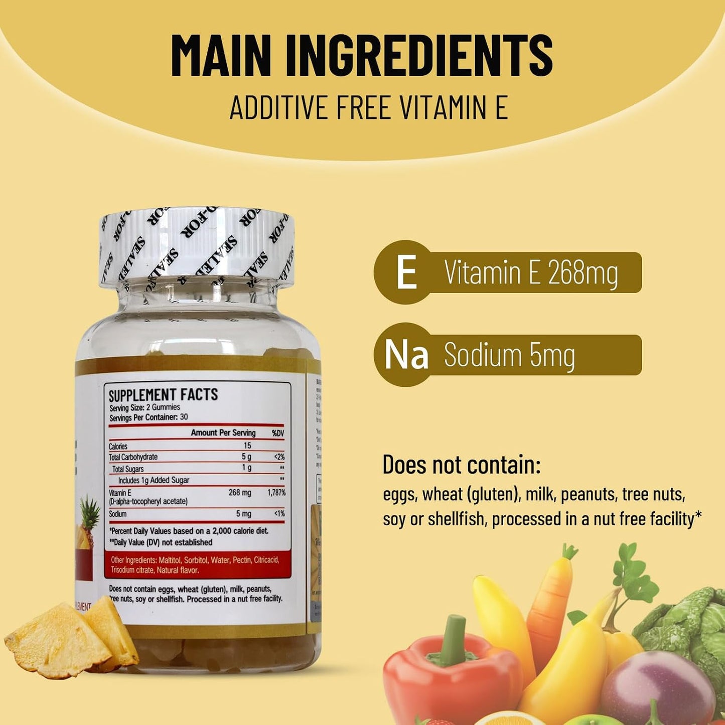 Wins Town Vitamin E Gummies 268mg (400IU), Vegan, 60 Gummies - görsel 4
