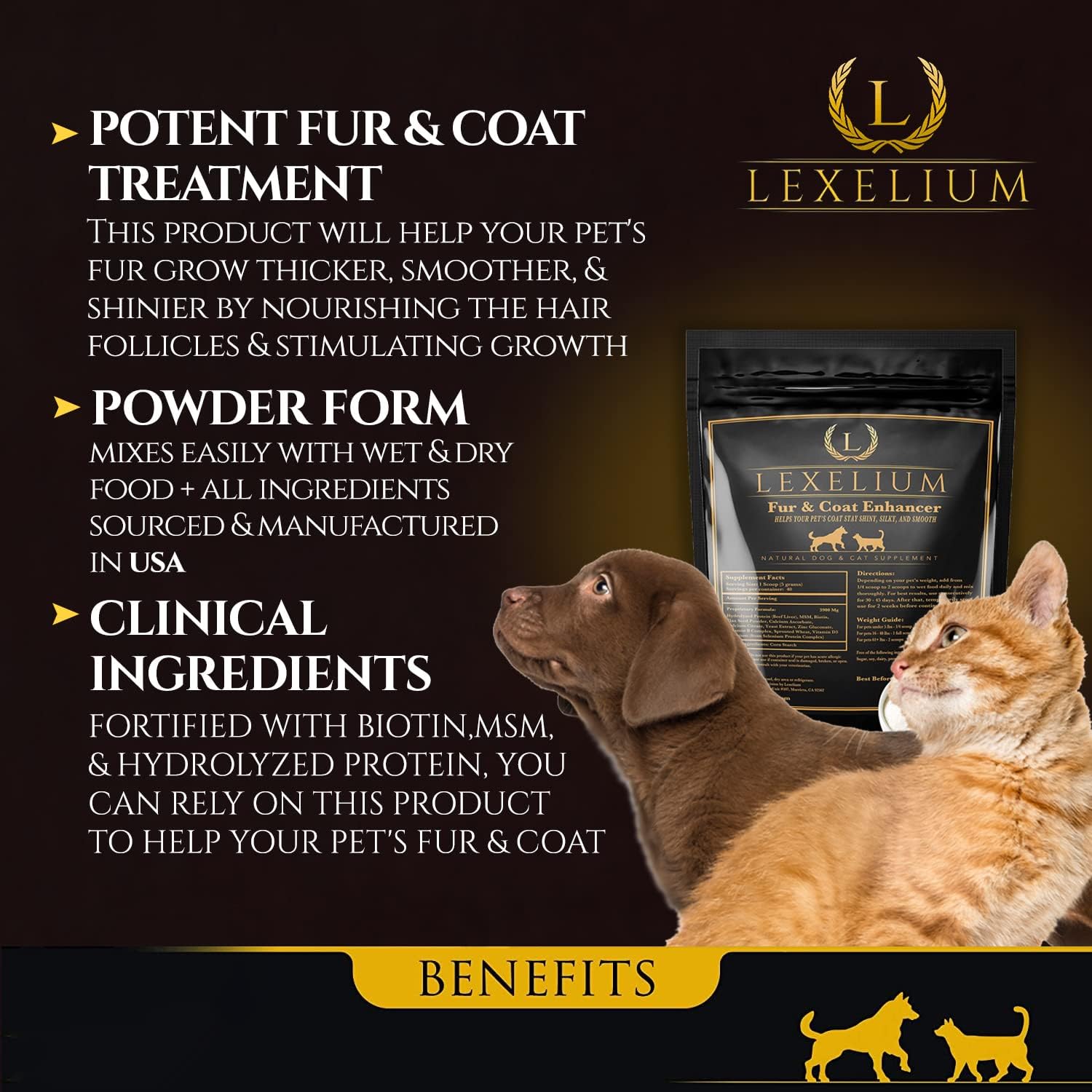 Lexelium Dermatitis Skin and Coat Supplement for Dogs and Cats - Promotes Healthy Skin and Coat, Helps with Itching and Dry Skin - Natural Powder Formula - 200g - görsel 2