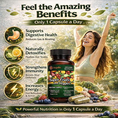 Super Fruits and Vegetables Food Supplement – 36 Whole Foods, 60-Day Supply
