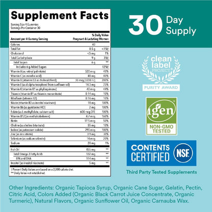 SmartyPants Prenatal Multivitamin Gummies with Omega 3 Fish Oil (EPA/DHA), Methylfolate, Vitamin D3, C, B12, B6, A, K, Biotin, Zinc & Inositol – 120 Count (30 Day Supply)