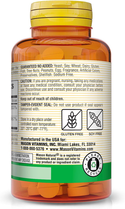 Mason Natural Vitamin B12 5000 mcg Sublingual Tablets, Raspberry Flavour, 30 Count