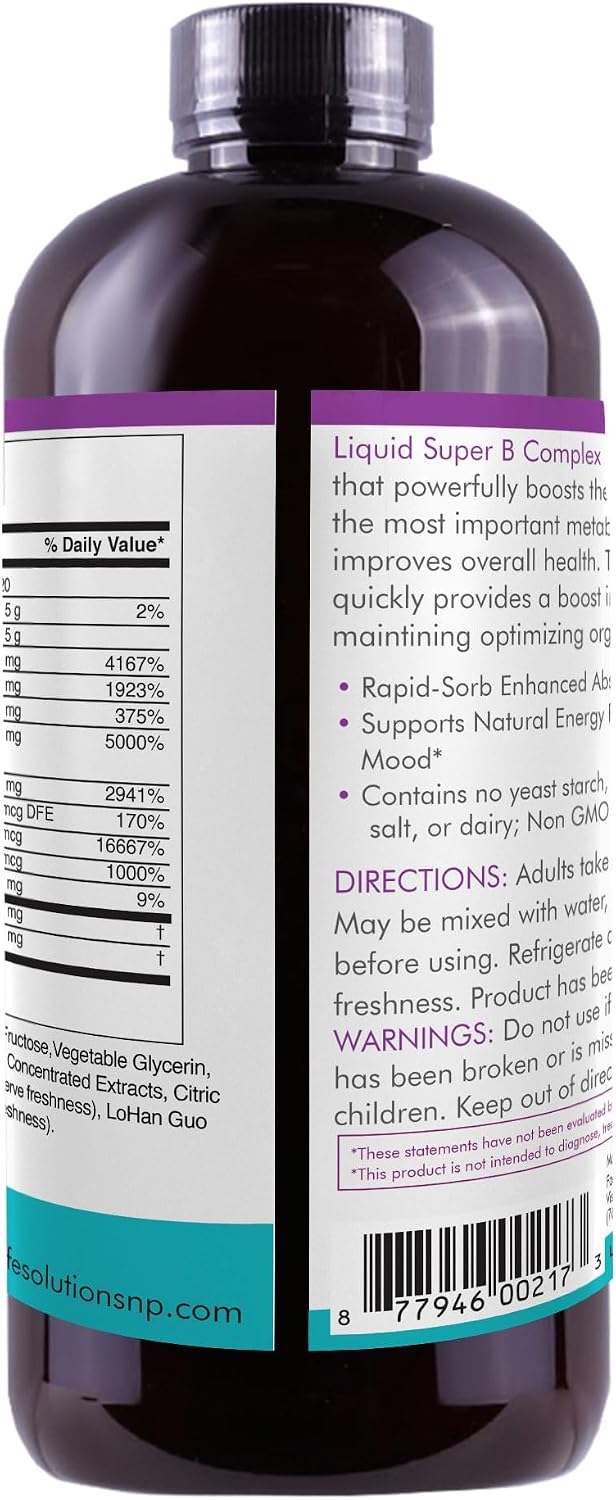 Life Solutions Liquid Super B Complex - 946ml to Naturally Increase Your Body's Energy Levels - görsel 4