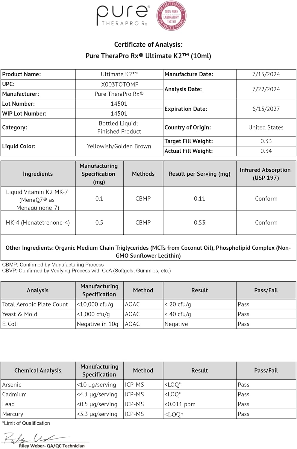 Pure Therapro Rx Ultimate K2 Supplement - Liquid Liposomal Vitamin K2 Drops - 600mcg MK4 & MenaQ7 MK7 - 10 mL (90 Servings) - görsel 8