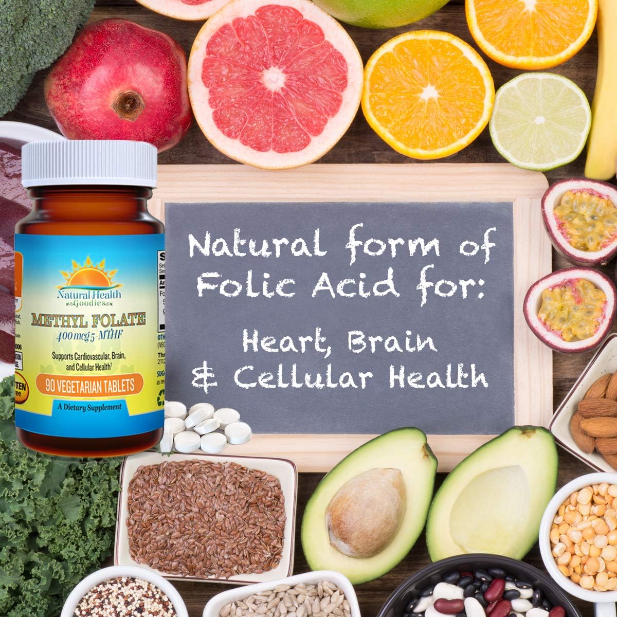 Natural Health Goodies Folate 400 mcg 5-MTHF (667 mcg DFE) Methylfolate - görsel 6