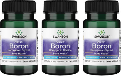 Swanson Boron from Albion - Boroganic Glycine Supplement, 6 mg, 60 Capsules (4 Pack)