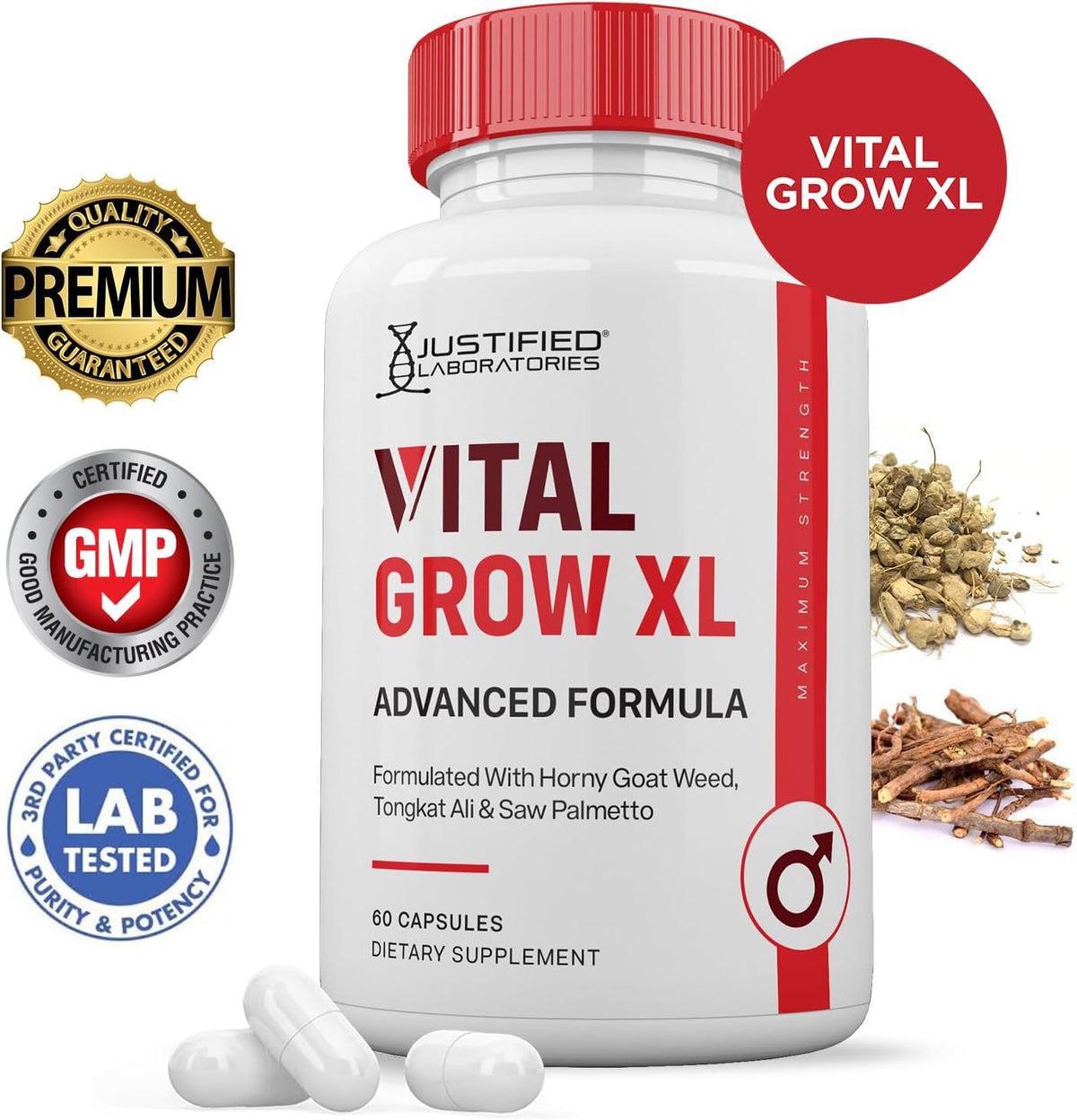 Vital Grow XL Capsules – 3 Pack, 1484mg Advanced Formula for Men (180 Capsules) - görsel 2