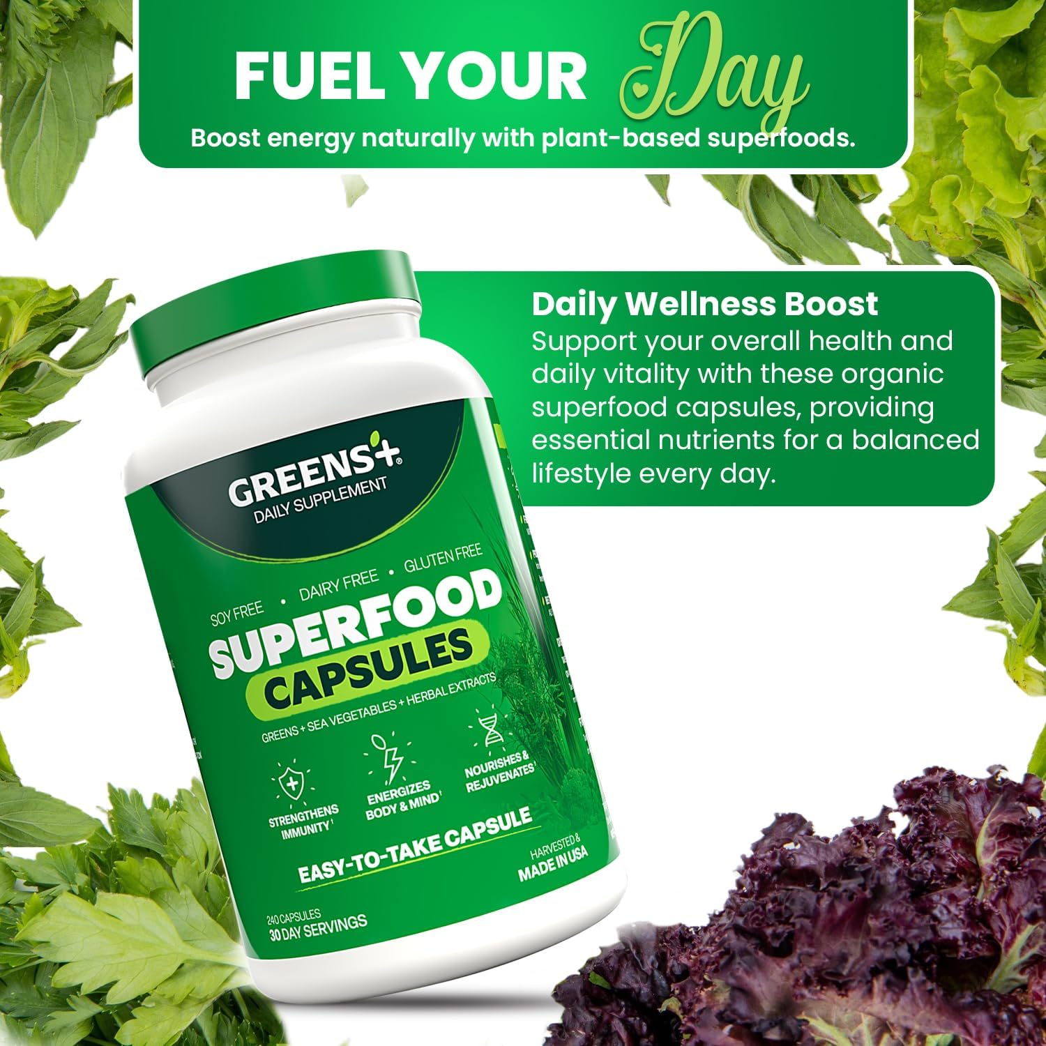 Greens+ Organic Superfood Capsules – 240 Count - görsel 8