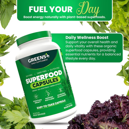 Greens+ Organic Superfood Capsules – 240 Count