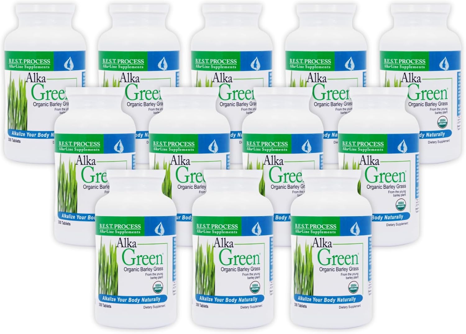 Alka•Green Tablets (12 Pack) – Best Process Alkaline Organic Barley Grass Supplement - görsel 1