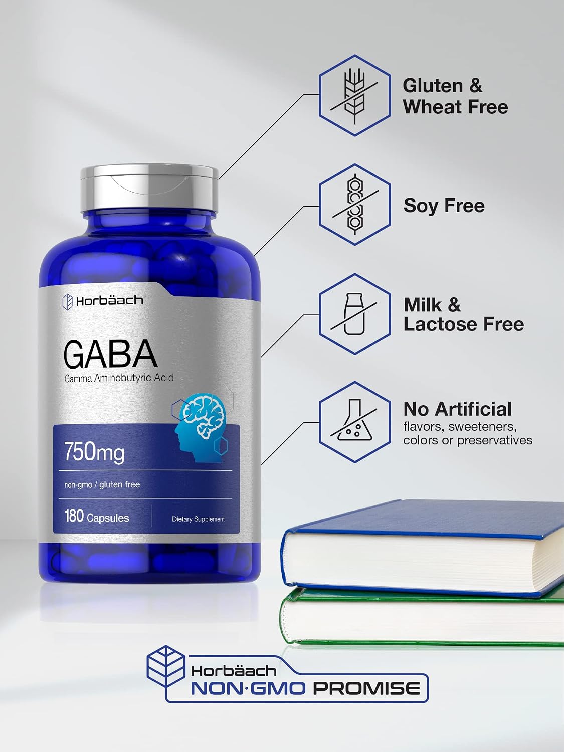 Horbäach GABA 750mg | 180 Capsules | Gamma-Aminobutyric Acid Food Supplement - görsel 4