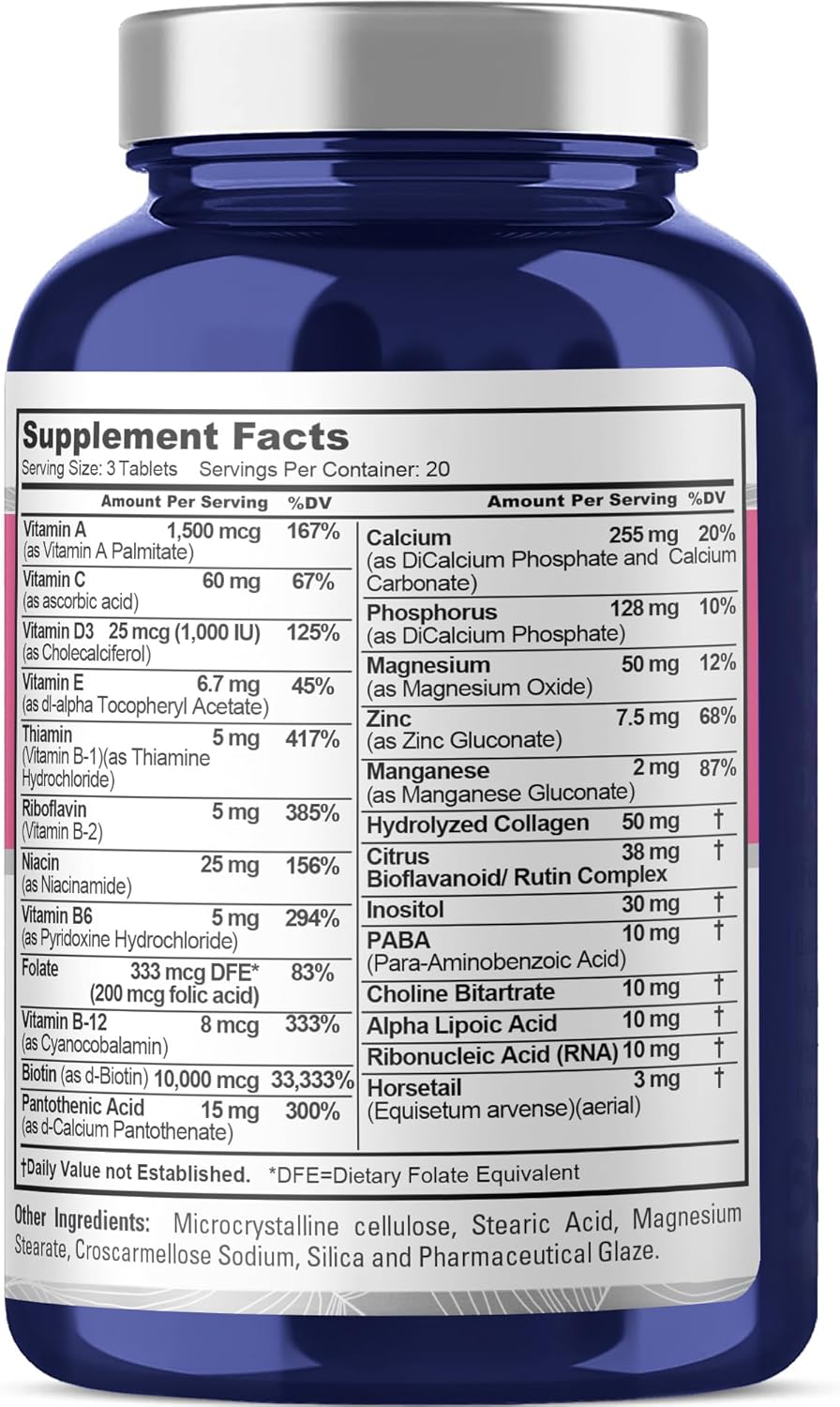 NusaPure Hair, Skin & Nails Formula with 10 mg Biotin – 60 Tablets - görsel 2