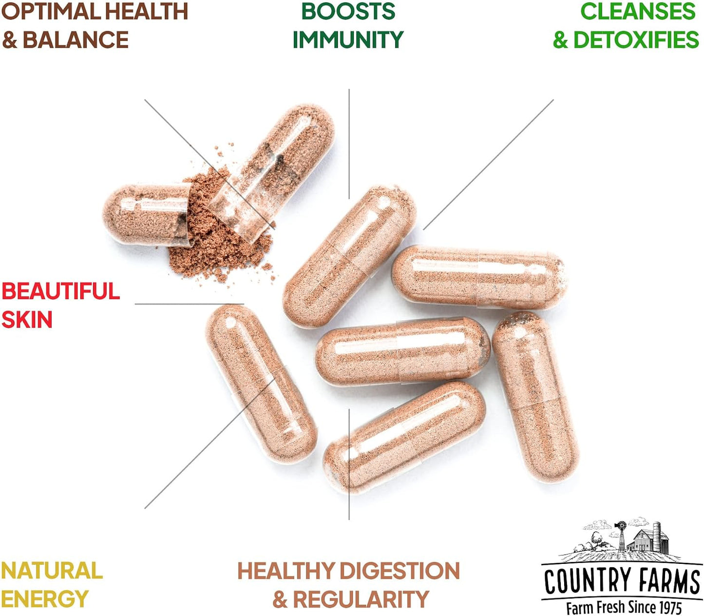 Country Farms Irish Sea Moss Capsules - Supports Healthy Skin, Immune Support, Healthy Gut & Natural Energy - with Burdock Root and Bladderwrack - 90 Capsules - görsel 3