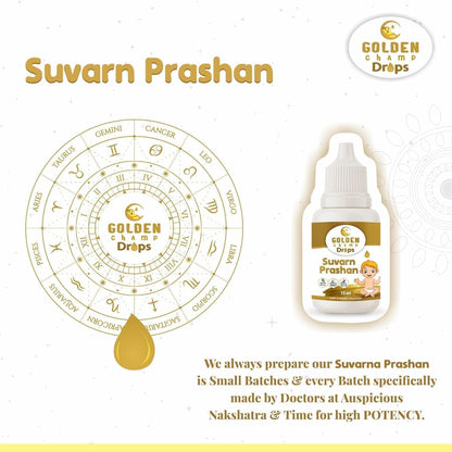 HENU Swarna Prashana Drops with Gold Ash - Ayurvedic Immune Support for Children (15 ml)