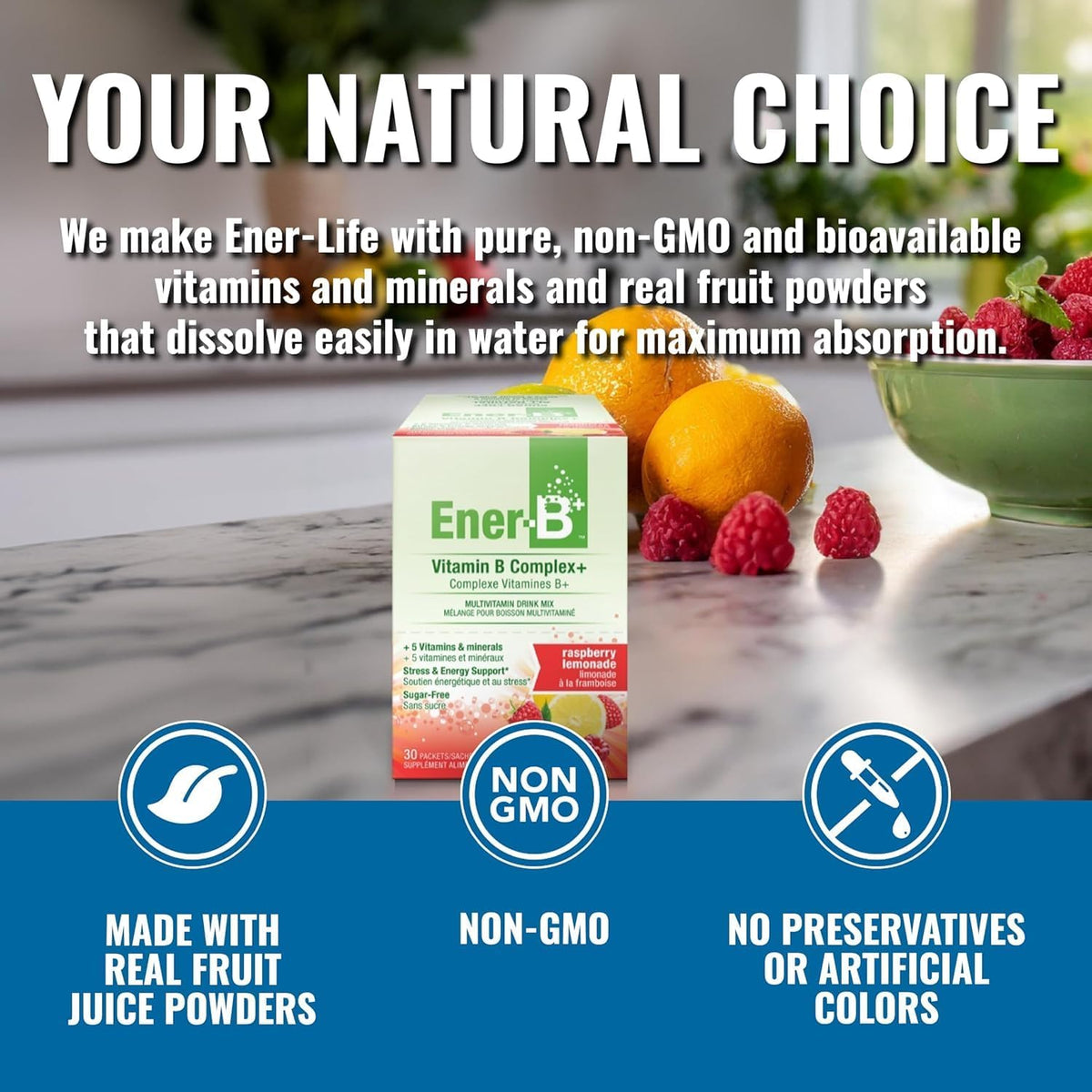 Ener-B+ Sugar Free Multivitamin Drink Mix - Raspberry Lemonade, 30 Count - görsel 4
